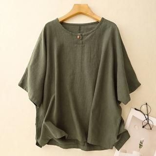 【Pure 衣櫃】純色棉麻圓領短袖T恤女上衣(短袖上衣/KDTY-8056)
