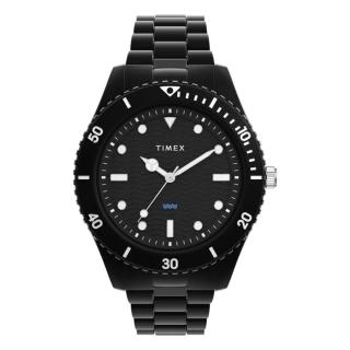 【TIMEX】天美時 Legacy 42毫米 #Tide 海洋再生塑膠 摺疊錶扣腕錶 黑 TXTW2Y04500