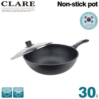 【CLARE 可蕾爾】韓式IH不沾炒鍋30cm附蓋(韓國製造IH適用)