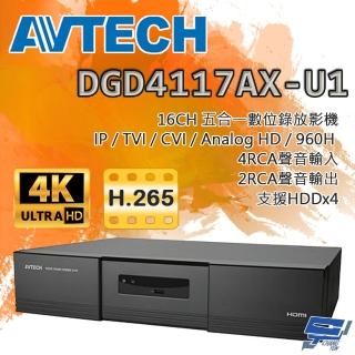 【AVTECH 陞泰】昌運監視器 DGD4117AX-U1 16路 五合一 XVR 錄影主機 支援四硬碟