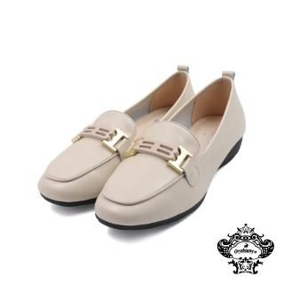 【Orobianco】經典金屬釦飾淑女平底樂福鞋 白色(OR531153W-IV)