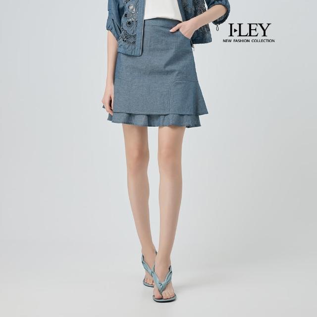 【ILEY 伊蕾】可愛波浪純棉短裙(藍；M-XL；1252012028)