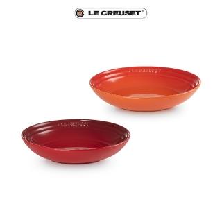 【Le Creuset】瓷器義麵盤25cm(火焰橘/櫻桃紅-無盒)