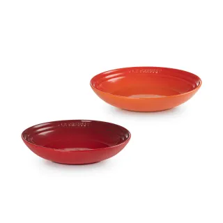 【Le Creuset】瓷器義麵盤25cm(火焰橘/櫻桃紅-無盒)