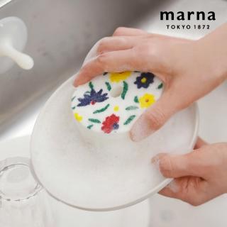 【MARNA】日本進口小花圖案廚房海綿(菜瓜布/清潔海綿)