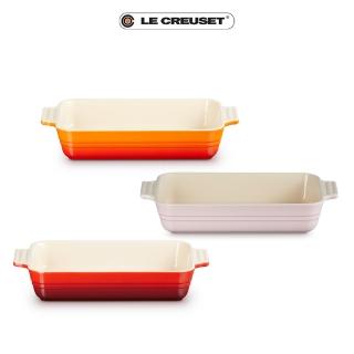 【Le Creuset】瓷器長方烤盤26cm(櫻桃紅/雪紡粉/火焰橘-無盒)