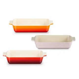 【Le Creuset】瓷器長方烤盤26cm(櫻桃紅/雪紡粉/火焰橘-無盒)