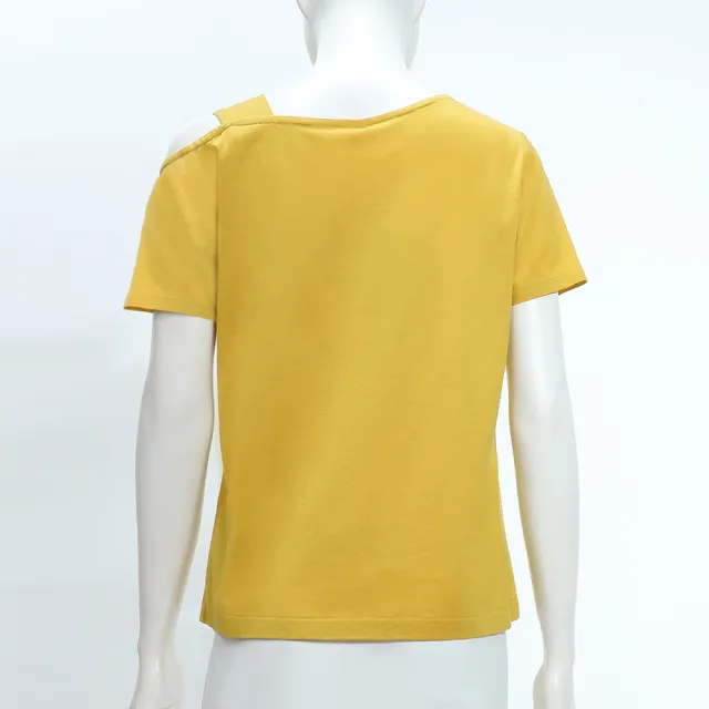 【ILEY 伊蕾】單邊露肩蝴蝶結短袖上衣(黃；M-XL；1252181233)