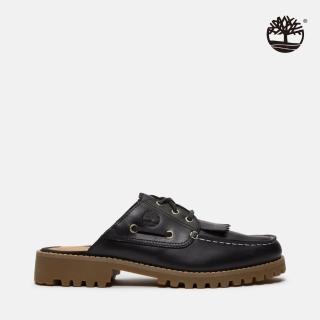 【Timberland 官方旗艦】女款黑色皮革休閒穆勒鞋(A4198W02)