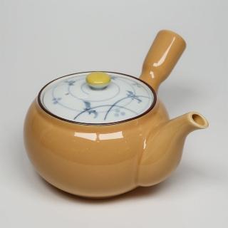 【福介商店】有田燒 黃釉草花 橫手急須0.45L(泡茶壺 沖泡壺 橫柄壺具)