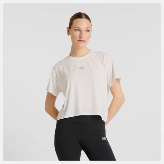【NEW BALANCE】NB 短袖上衣 運動 休閒 DRY 快乾 女 米白(WT51133SST-F)
