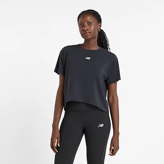 【NEW BALANCE】NB 短袖上衣 運動 休閒 DRY 快乾 女 黑色(WT51133BK-F)