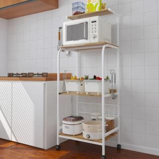 【Easy buy 居家生活】加大空間彎管抽拉式廚房電器收納架-三層半一抽拉(廚房收納架 層架 鐵架 抽拉式層架)