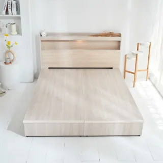 【藤原傢俬】遙控/觸控燈附插座木芯板床組3.5尺單人加大(6分床架床底+床頭)