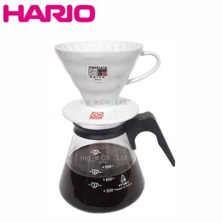 【HARIO】1-4人份 V60有田燒陶瓷濾杯+SYG臺製耐熱玻璃咖啡壺600ml