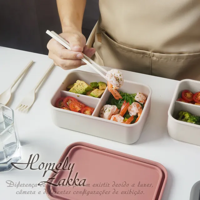 【Homely Zakka】北歐風高顏值撞色長方型享瘦減脂211餐盒/分隔便當盒_2色一組(微波爐加熱 減脂便當盒)