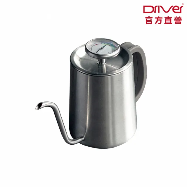 【Driver】卓越感溫細口壺-600ml(防燙矽膠握把 手沖壺 咖啡壺 防水溫度計 咖啡器具 手沖咖啡)