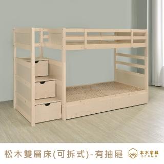 【本木】雙子星 雙層床架-含二個抽屜