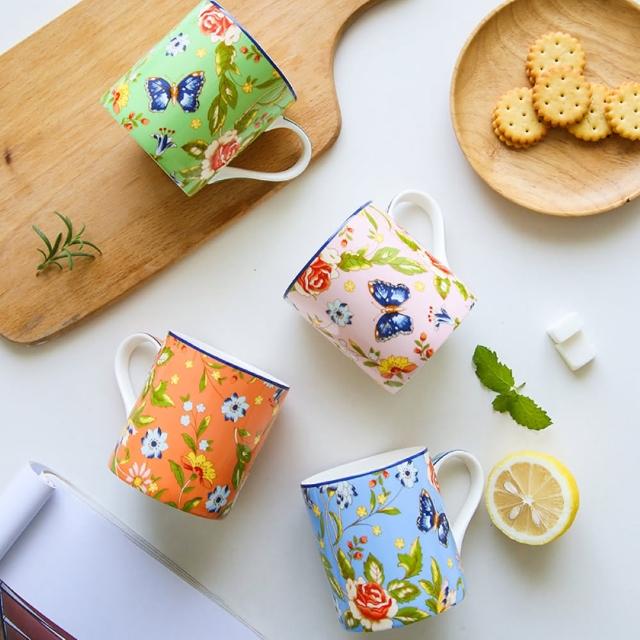 【英國 Aynsley】小屋花園系列 陶瓷馬克杯4入組(300ml、4色一組)