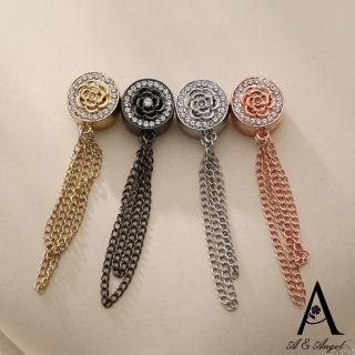 【ANGEL】山茶花鍊條磁吸式多功能頭巾圍巾絲巾扣衣角扣(4色可選)