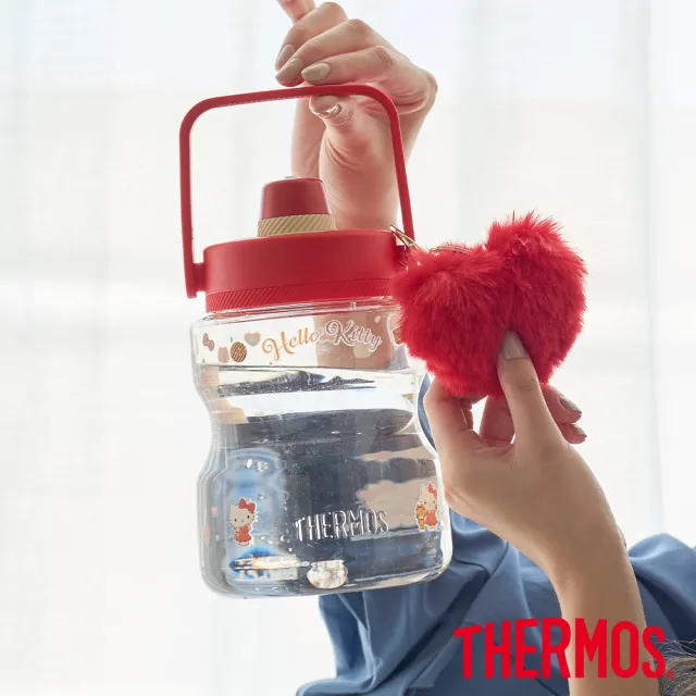 【THERMOS 膳魔師】超值2入_HelloKitty不鏽鋼超輕量彈蓋保溫瓶500ml+輕水瓶1200ml(JNL-504KT+TCSS-1200KT)