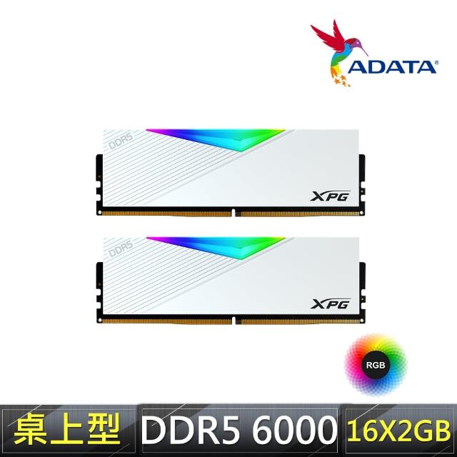 【ADATA 威剛】LANCER RGB DDR5 6000 16GBx2 電競桌上型記憶體 白(AX5U6000C3016G-DCLARWH)