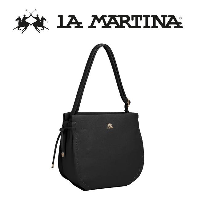 【LA MARTINA】義大利原裝進口 頂級皮革肩背包 1822P(黑色)