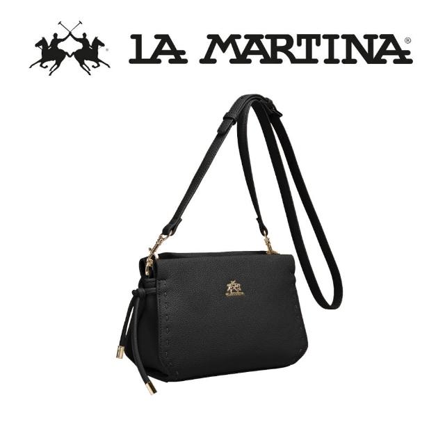 【LA MARTINA】義大利原裝進口 限量2折 頂級皮革肩背包 1823P 全新專櫃展示品(黑色)