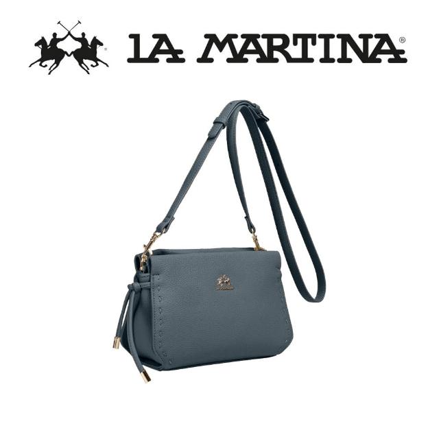 【LA MARTINA】義大利原裝進口 限量2折 頂級皮革肩背包 1823P 全新專櫃展示品(淡藍色)