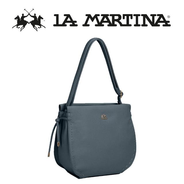【LA MARTINA】義大利原裝進口 限量2折 頂級皮革肩背包 1822P 全新專櫃展示品(淡藍色)