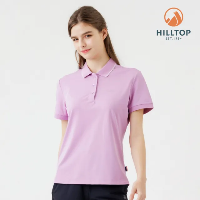 【Hilltop 山頂鳥】Polygiene抗菌吸濕快乾施華洛世奇燙鑽彈性POLO衫 女款 紫｜PS14XFL3ECJ0