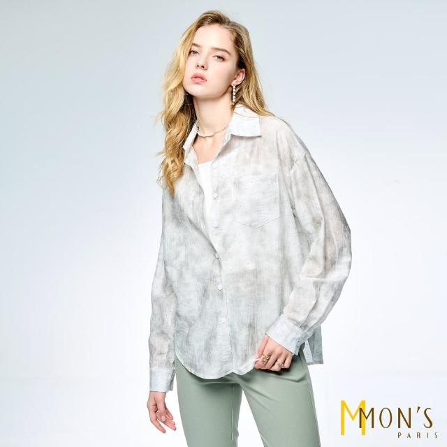 【MON’S】渲染雲紋燙鑽襯衫上衣