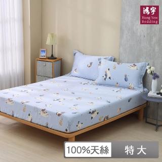 【HongYew 鴻宇】60支100%天絲 床包枕套組-喵喵裡歐(雙人特大)