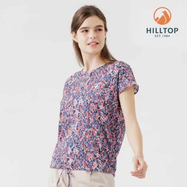 【Hilltop 山頂鳥】吸濕快乾舒適彈性短袖上衣 女款 白底印花|PS06XF67ECBZ