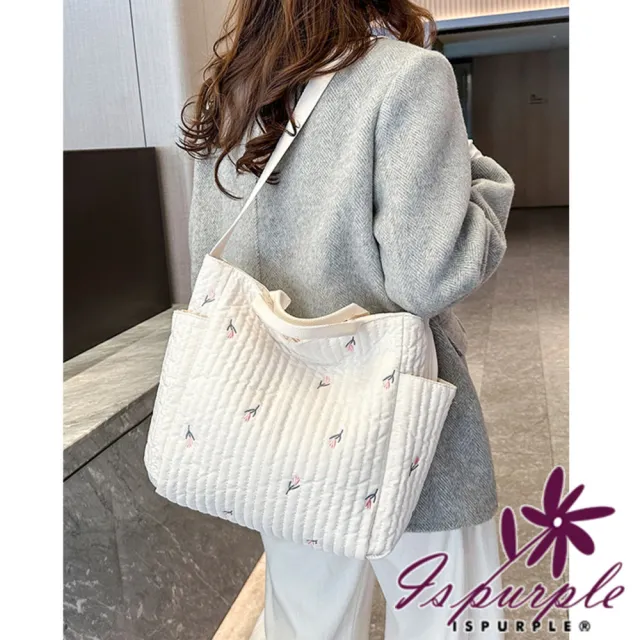 【iSPurple】雙11 清新鬱金香 輕巧牛津布大容量媽媽包拖特包(小花)