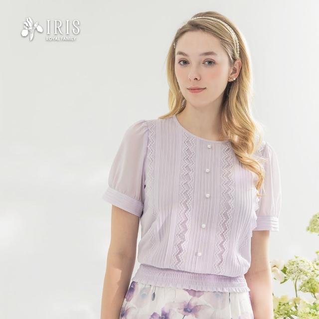 【IRIS 艾莉詩】質感蕾絲雪紡上衣-2色(52116)