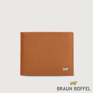 【BRAUN BUFFEL 德國小金牛】臺灣總代理 HOMME-M 5卡透明窗皮夾-杏仁巧克力色(BF306-316-SAL)