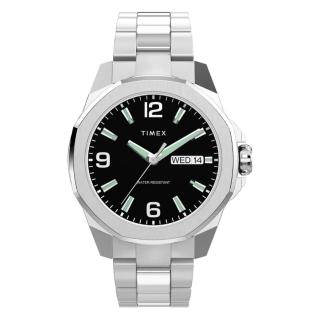 【TIMEX】天美時 Essex Ave 46毫米 都會魅力 大錶面設計 不鏽鋼鍊帶腕錶 黑x銀 TXTW2W92700