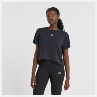 【NEW BALANCE】NB 短袖上衣 運動 休閒 DRY 快速排汗 女 黑色(WT51133BK)
