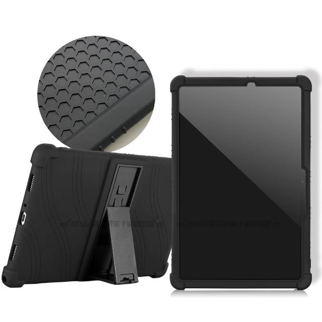 【VXTRA】三星 Galaxy Tab S10 FE 全包覆矽膠防摔支架軟套 保護套-黑(X520 X526)