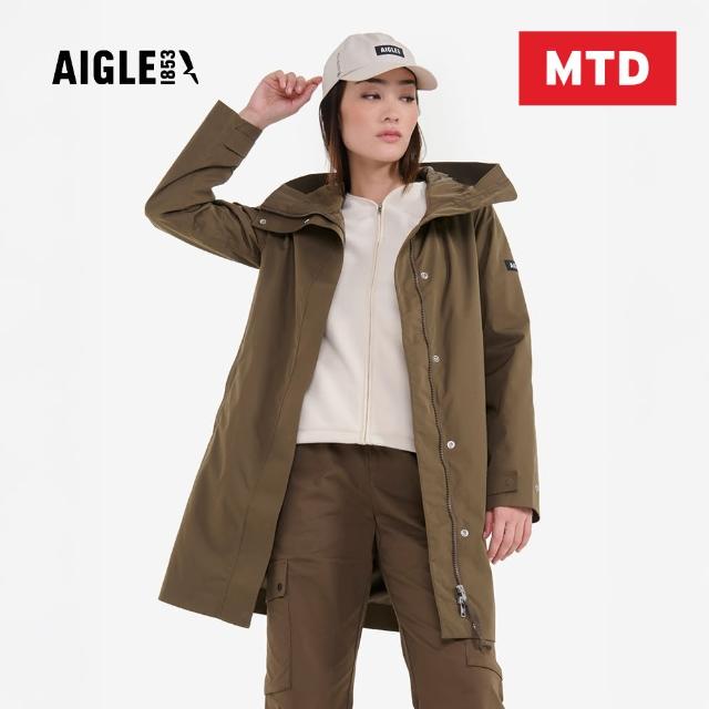 【AIGLE】女 MTD 防水透氣長版外套｜AG-4AI82A165 棕色(防水外套 防風 女外套)