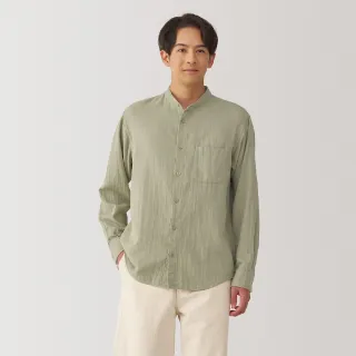 【MUJI 無印良品】男吉貝木棉混二重紗織立領長袖襯衫(共4色)
