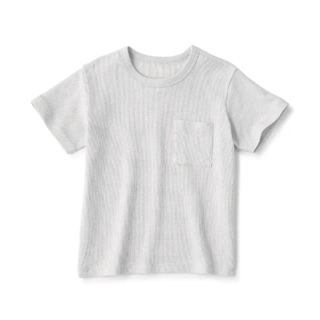 【MUJI 無印良品】兒童鬆餅紋圓領短袖T恤(共6色)