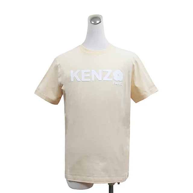 【KENZO】KENZO BOKE FLOWER 2.0立體LOGO花朵設計純棉短袖T恤(女款/奶油米黃)