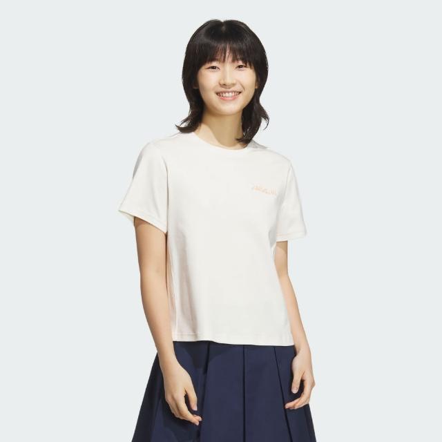 【adidas 愛迪達】短袖上衣 女 亞規 VER SS TEE 米白 JM8805
