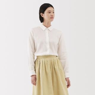 【MUJI 無印良品】女亞麻水洗標準領長袖襯衫(共7色)