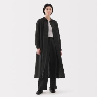 【MUJI 無印良品】女亞麻水洗長袖襯衫式洋裝(共4色)