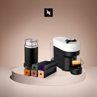 【Nespresso】勞動節犒賞！臻選厚萃Vertuo POP膠囊咖啡機奶泡機組合(馥郁晨曦50顆組/送禮/入厝/義式)