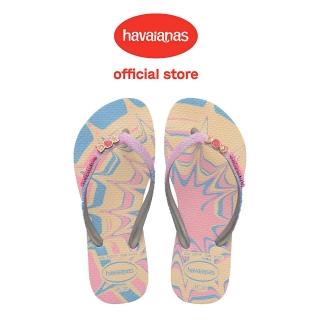 【havaianas 哈瓦仕】拖鞋 童鞋 兒童 閃亮繽紛 Kids Slim Glitter Trendy 粉藍 4146976-9321K(哈瓦士)