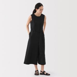 【MUJI 無印良品】女大麻混斜紋織連身褲(共2色)